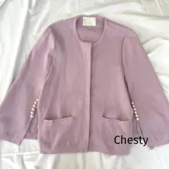 【美品】Chesty チェスティー　パール付きケープニットカーディガン