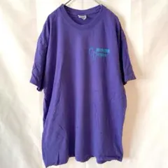 ヘインズ プリント Tシャツ クルーネック 半袖 L 紫 綿 タウンユース