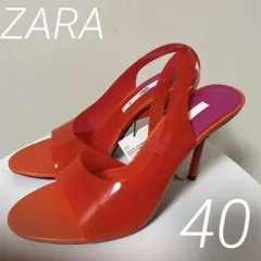 新品　ZARA オープントゥサンダル　ピンヒールパンプス　レッド　40