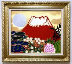 【F10】片岡球子（富士）手描き作品/表裏サイン有り/油絵/裏シール有り/高級額