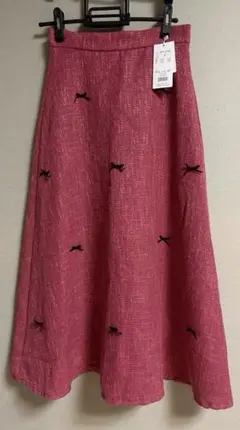 クリア　ピンク フレアスカート リボン付き