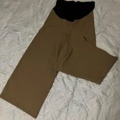 マタニティパンツ 茶色ストライプ