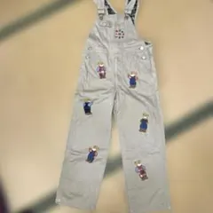 平成レトロ　MIKI HOUSE クマ刺繍 オーバーオール 120cm