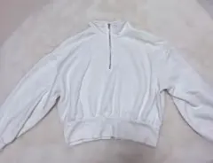 GU ヘビーウェイトスウェットショートハーフジッププルオーバー(長袖) ホワイト