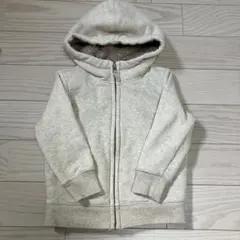 フリース　ボア　フード付きパーカー ホワイト　生成り　100 ユニクロ