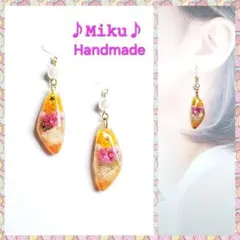 No.559-C　ドライフラワー☆かすみ草☆パール☆レジン☆ピアス・イヤリング