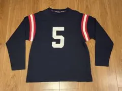 TOMMY JEANS 長袖シャツ M フットボールシャツ　黒に近いネイビー