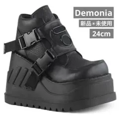 新品⭐️Demonia 厚底 ロングブーツ 黒 ファー 23.5cm US7 - メルカリ
