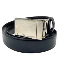 ✨極美品✨グッチ ベルト G金具 シルバー金具 ロゴ刻印 メンズ