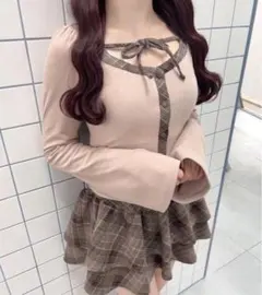 evelyn チェックカット セットアップ