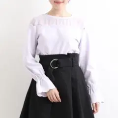マジェスティックレゴン ビジュー パール シアー スカラップ プルオーバー