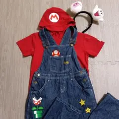 マリオオーバーオール(130)とTシャツ(140)とテレサカチューシャセット
