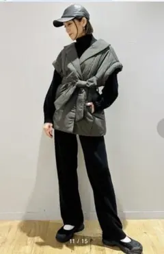 GAP デュベ ラップ パファーベスト オリーブグリーン