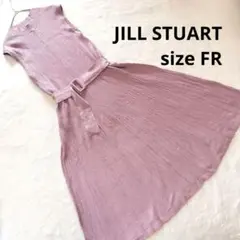 美品 ジルスチュアート ワンピース ノースリーブ リブニット ベルト付き ピンク