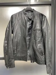 美品✨️ポールスミス レザー切り替え ブルゾン ライダース 総柄 Mサイズ 黒 PS Paul Smith（ピーエスポールスミス）の「レザーダブル