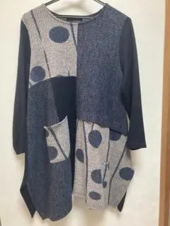 Fashion Message ドット柄長袖チュニック　Lサイズ