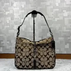 Coach Signature Soft Clip Hobo Bag Beige
