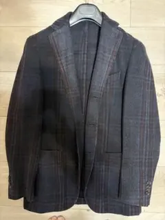 値下げ価格　Boglioli ダークブルーチェック テーラードジャケット　46