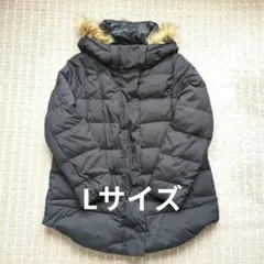 ダウンジャケット 黒 L フード付き ショートコート