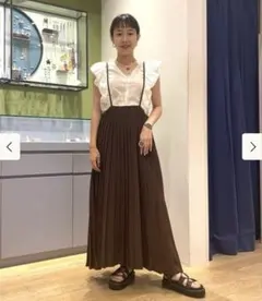 【未使用品タグ付】RAY BEAMS サス付プリーツスカート　ロングスカート