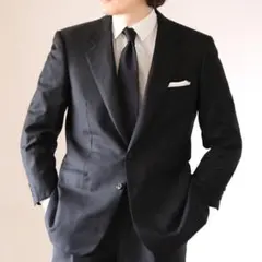 未使用級】LARDINI スーツ ブートニエール ストライプ グレー 46 