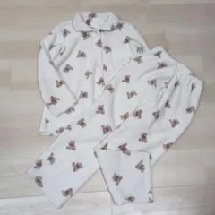 もこもこパジャマ　くま柄　ホワイト　150サイズ