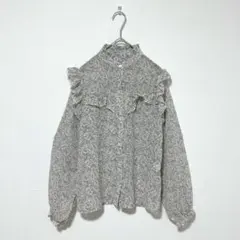 M4 private pause 小花柄ブラウス　長袖　フリル　リバティ調　M