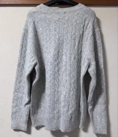 グレー ケーブルニット 長袖セーター
