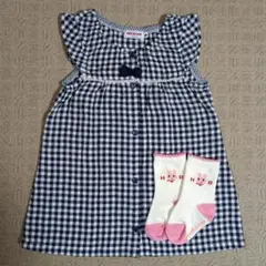 ミキハウス　ワンピース 　80～90　リボン　靴下　11～13㎝