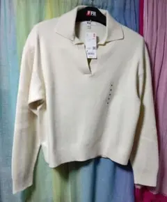 ユニクロ　スムースコットンリラックスポロセーター　M 新品未使用