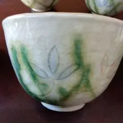 陶器製花模様茶碗5個セット