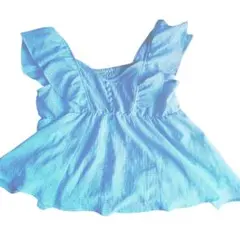 【即日配送】【最終値下げ】NICE CLAUP 水色 フリル袖 トップス