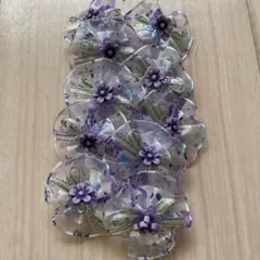 紫色の花飾りリボンアクセサリー