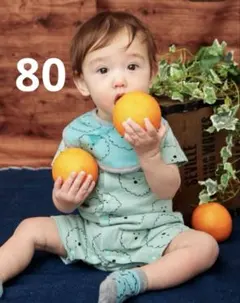 【BREEZE】犬柄ロンパース80