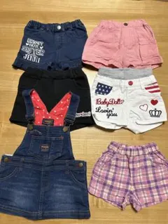 最終値下げ　女の子　90cm サロペットとショートパンツ6点セット 美品