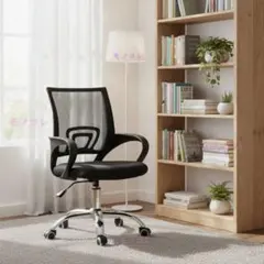 （モノコレ）アームレスト調整式オフィスチェア 360 度回転 長時間作業向け