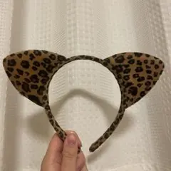 ヒョウ柄猫耳カチューシャ、アームカバー