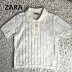 ZARA 美品　ZARA ソフトオープンニットポロシャツ　半袖　Mサイズのサムネイル