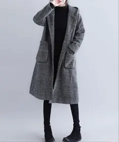 NinaetLina ニナエリナ グレンチェック ロングコート フード付のサムネイル