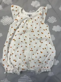 プチバトー　オレンジプリントロンパース