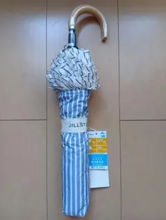 JILLSTUART 晴雨兼用 折りたたみ傘 水色ストライプ柄　未使用のサムネイル
