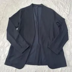 美品・ユニクロ・ストレッチ素材・ノーカラージャケット M ブラック