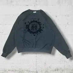 Champion スウェット80DAYS TeleSign 企業ロゴ グレー L