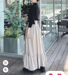 louere ツイード裾フレアスカート　ピンクベージュ