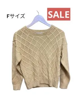 古着　CITROIZM ニット　黄色ニット　マスタードイエロー　Fサイズ　薄手