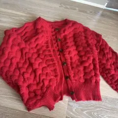 赤いニットカーディガン Lサイズ