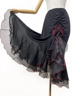 フラメンコ ファルダ 新品 Leirena 黒 レッスンファルダ フラメンコ