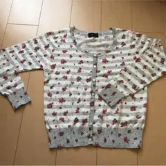 ボーダー花柄カーディガン