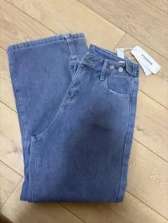 フリース裏地付きライトブルーデニムジーンズ XL