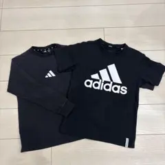 adidas キッズ黒 長袖 &半袖Tシャツ 2枚セット140cm